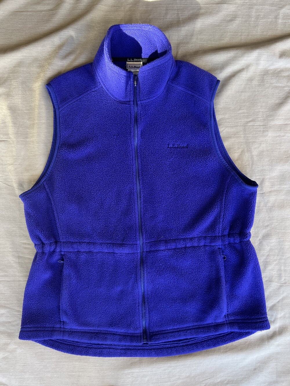 Vintage L.L.Bean Women’s M Purple Fleece Vest Full Zip Cinch Waist Gorpcore